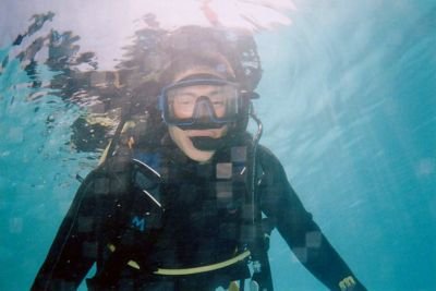 diver breathing through snorkel