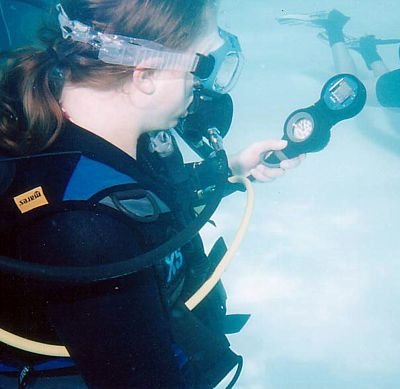 diver checking air supply